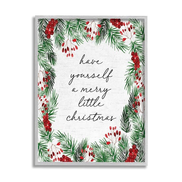 Merry Little Christmas Script by Lettered and Lined 1 Piece Framed Graphic Print Nature Poster Art Print 30 in. x 24 in.