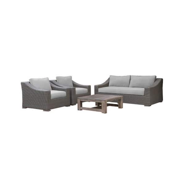 Unbranded Renava Palisades 4-Piece Wicker Patio Conversation Set with Beige Cushions