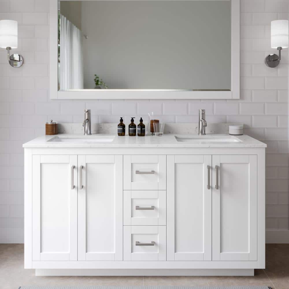 Miranda 60" White Marble Double Bathroom Vanity