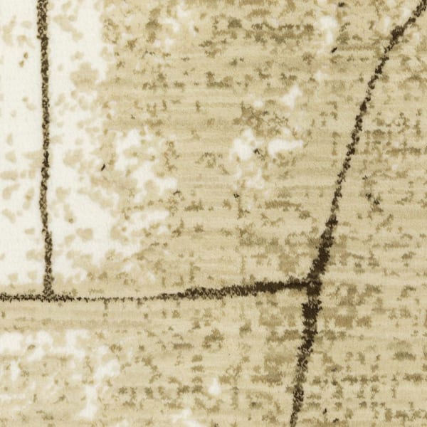 10 ft. x 13 ft. Beige, Blue Geometric Washable Area Rug