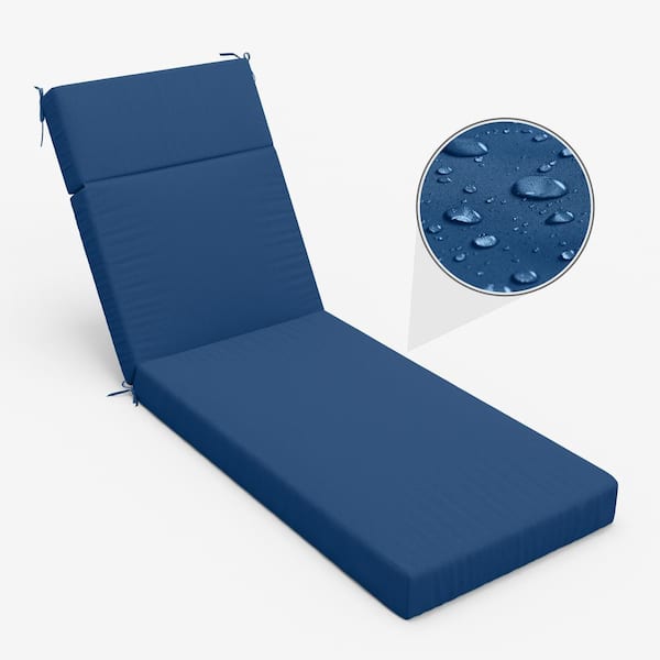 Kimunuk 80 in. x 26 in. x 4 in. Outdoor Water-Resistant Replacement Chaise Lounge Seat Cushion Blue