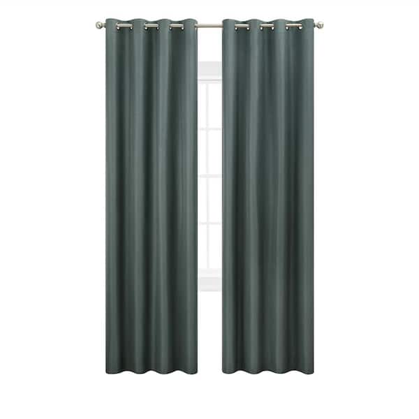Nautica Ultimate Charcoal Blackout Grommet Curtain - 52 in. W x 108 in. L (2-Panels)