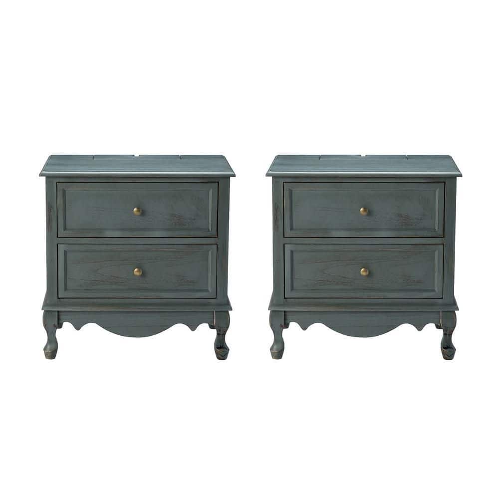 Elpenor 24"Wx16"Dx24"H Tall 2 - Drawer Walnut Nightstand Set of 2 - thumbnail 2