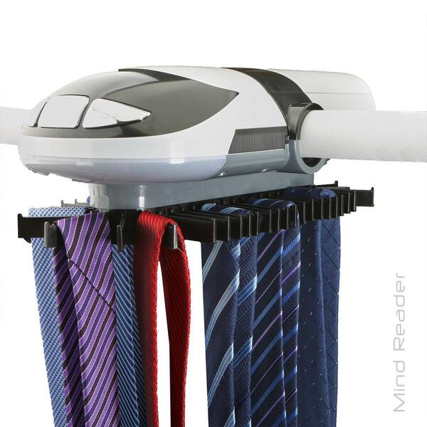 Mind Reader 45-Hook Automatic Revolving Tie and Belt Rack with Built-in LED Light and Rotating Button Function