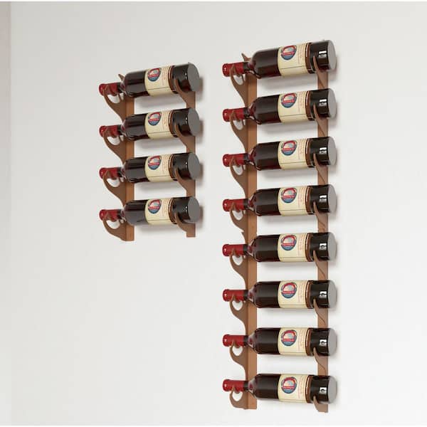 DI PRIMA USA 12-Bottle Brown Multi-Section Wall Mounted Wine Rack