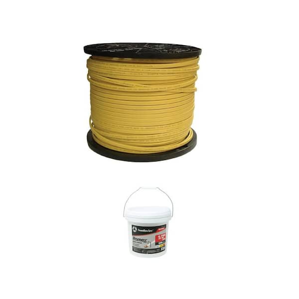 1000 ft. 12/2 Solid Romex SIMpull CU NM-B W/G Wire and 1/2 in. Metal Staples Combo (5000-Pack)