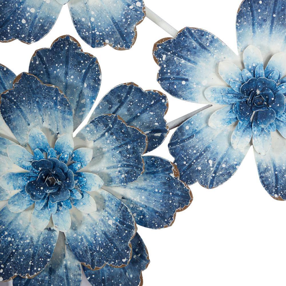 Blue Floral Metal Wall Art Sculpture for Any Room