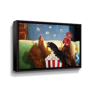 Popcorn chickens' by Lucia Heffernan Framed Canvas Wall Art