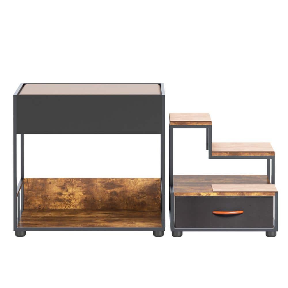 Black and Brown Multi-Level Dog Bed with Storage
