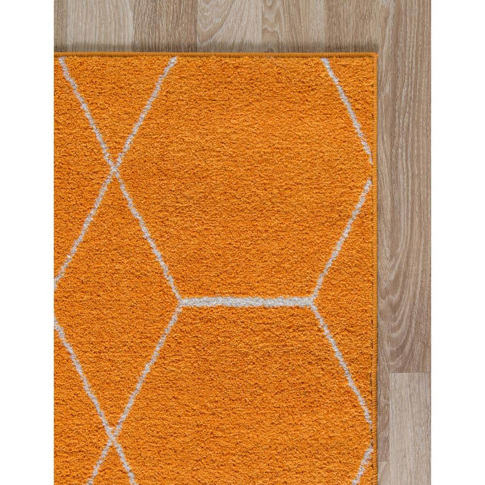 Trellis Frieze Orange Synthetic 3'3" x 5'3" Rectangular Rug