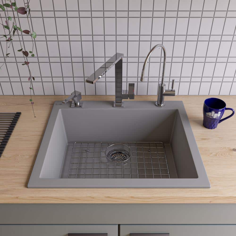 Alfi Brand AB2420DI-T 23.63'' L Drop-In Single Bowl Granite Kitchen Sink