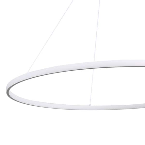 Golden Lighting - Veritas 1-Light Dimmable Integrated LED Sand White Chandelier for Bedroom, Dining, Foyer, Hall, Kitchen, Living