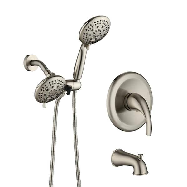 Unbranded Single Handle 3-Spray Tub and Shower Faucet 1.8 GPM Detachable Head Shower Faucet in Brushed Nickel Valve Included