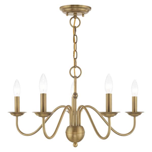 AVIANCE LIGHTING Windsor 5 Light Antique Brass Chandelier