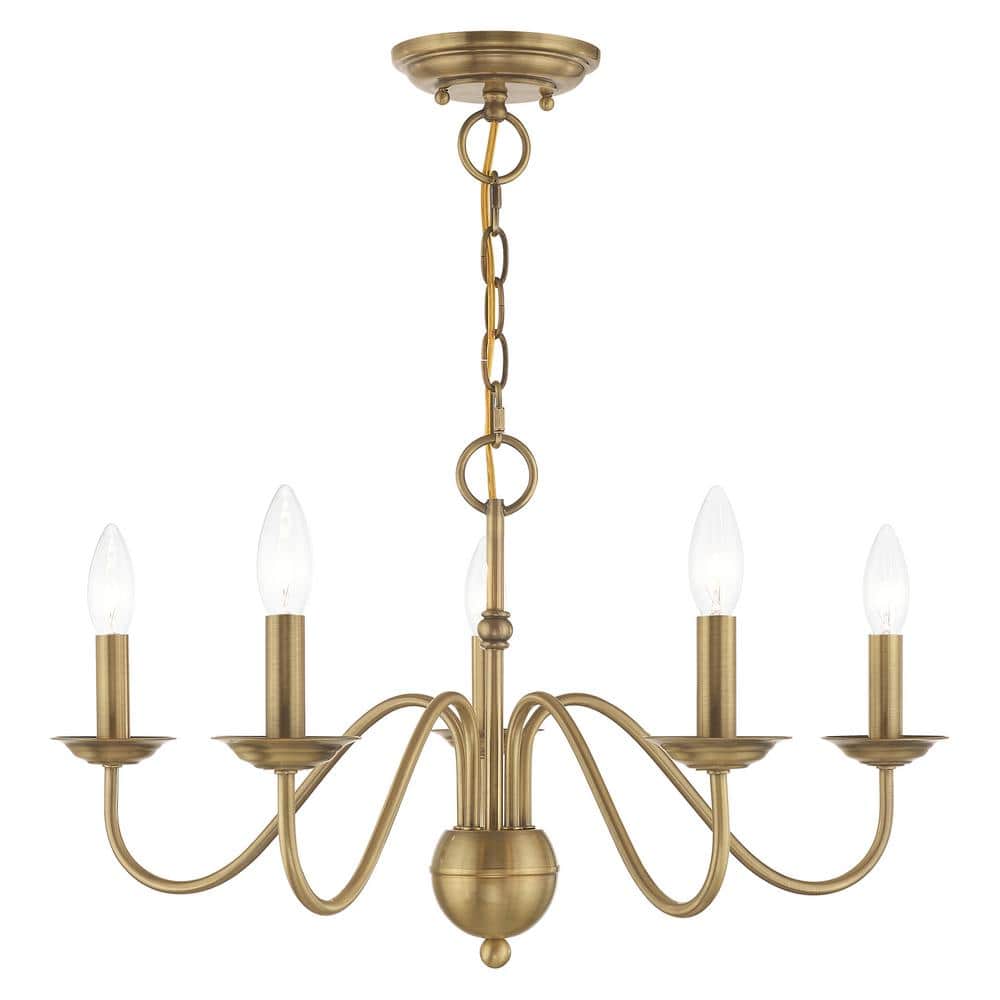 Livex Lighting Windsor 5 Light Antique Brass Chandelier 52165-01 - The Home  Depot