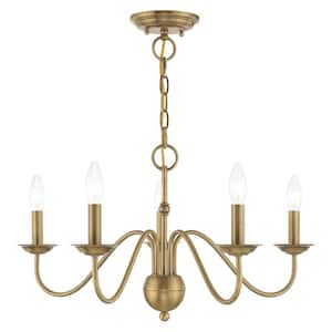 Windsor 5 Light Antique Brass Chandelier