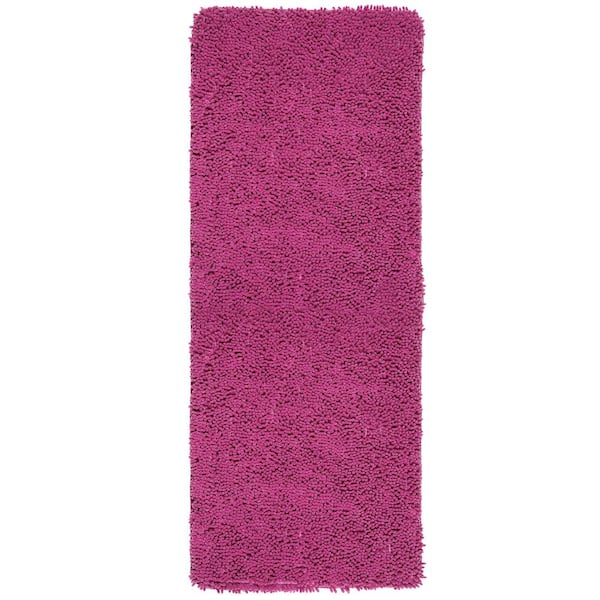 Lavish Home Shag Pink 24 in. x 60 in. Memory Foam Bath Mat