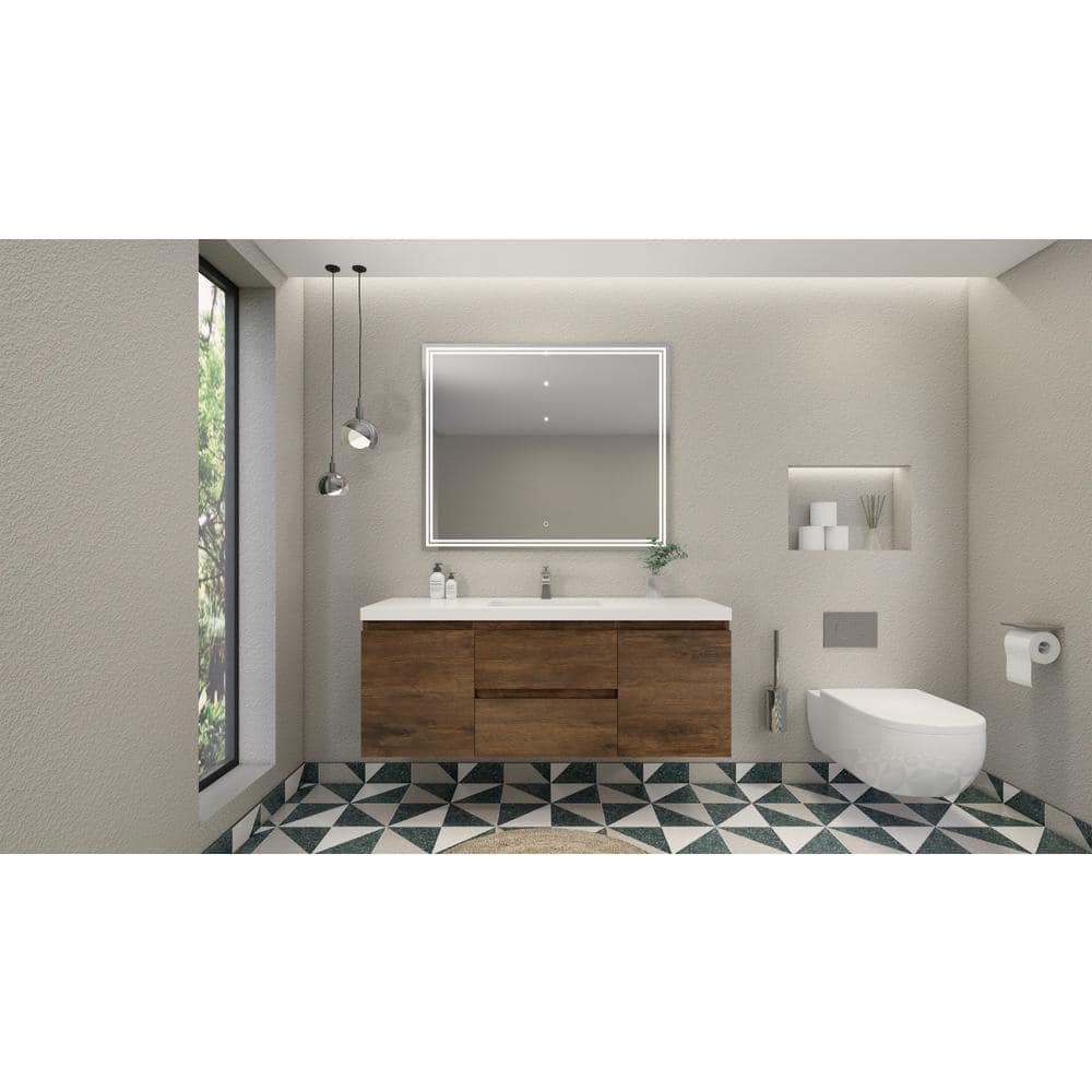 Bohemia 60 in. W Bath Vanity in Rosewood with Reinforced Acrylic Vanity Top in White with White Basin price history on PriceWatchPro