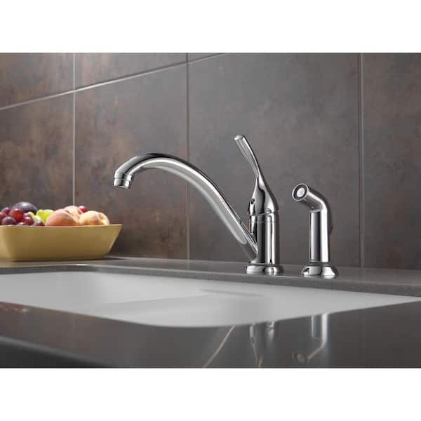 Classic Single-Handle Standard Kitchen Faucet with Side Sprayer in Chrome