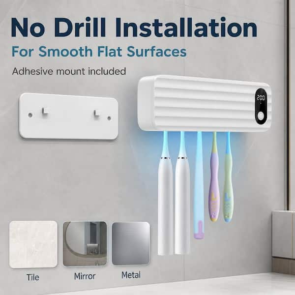 Wudkey 5-Slot Rechargeable Toothbrush Sanitizer Holder with Timer