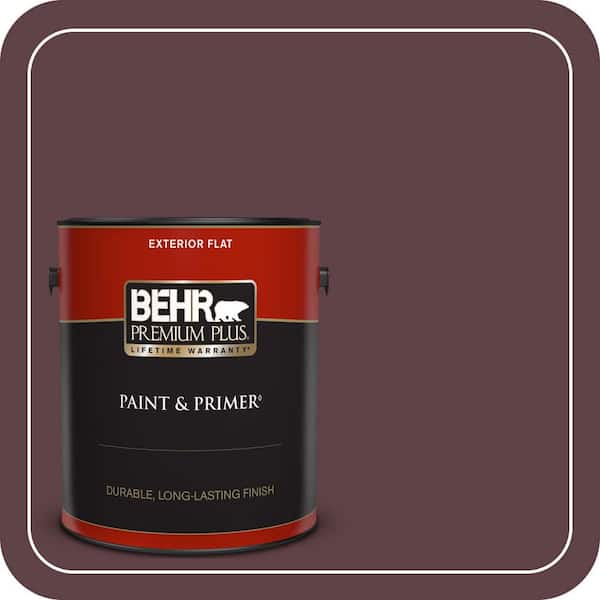 BEHR PREMIUM PLUS 1 gal. #110F-7 Deep Garnet Flat Exterior Paint & Primer