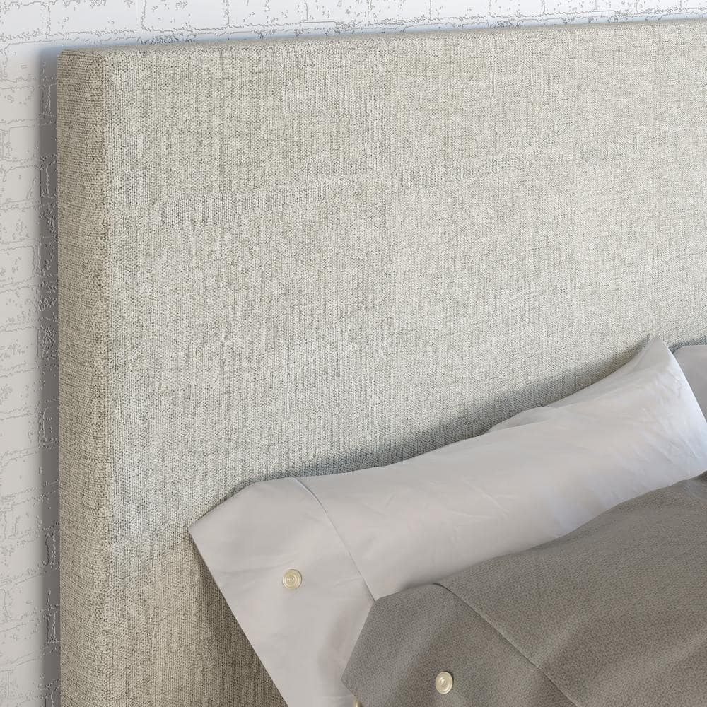 Full Gray Linen Upholstered Platform Bed with Headboard