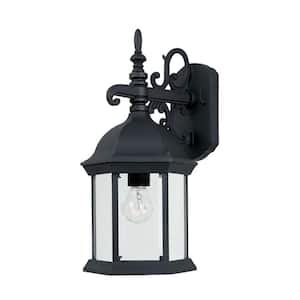 Erving 16.25 in. Black 1-Light Outdoor Line Voltage Wall Sconce with No Bulb Included