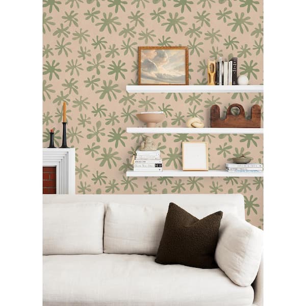 Sage green herringbone removable wallpaper  Wallflorashopcom