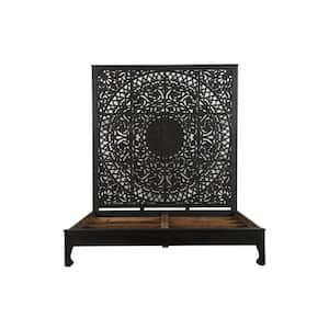 Victoria Black Wood Frame King Panel Bed with Solid Wood