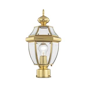 Aston 16.5 in. 1-Light Polished Brass Cast Brass Hardwired Outdoor Rust Resistant Post Light with No Bulbs Included