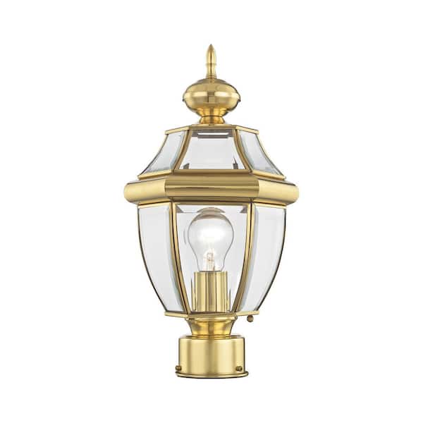 Livex Lighting Monterey 1 Light Polished Brass Outdoor Post Top Lantern