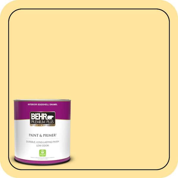 BEHR PREMIUM PLUS 1 qt. #340B-4 Lemon Drops Eggshell Enamel Low Odor Interior Paint & Primer