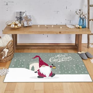 Merry Gnome Grey 1 ft. 6 in. x 2 ft. 6 in. Machine Washable Holiday Area Rug