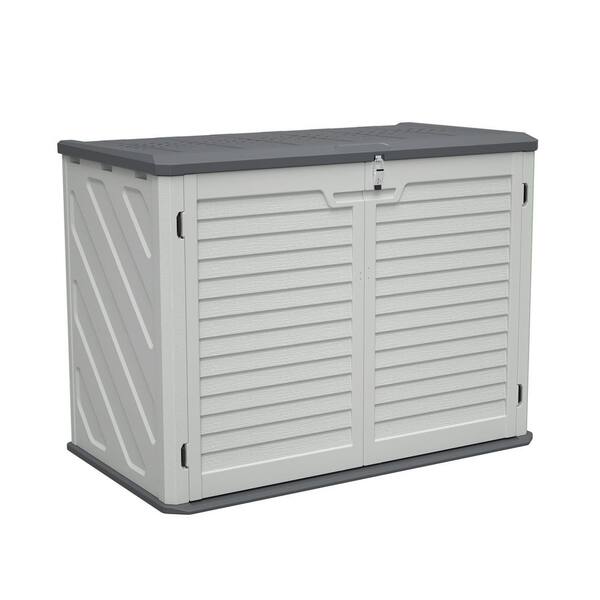 Raynard 52.3 in. W x 29.7 in. D x 38.9 in. H White Resin Plastic Patio Outdoor Storage Cabinet with Removable Shelves