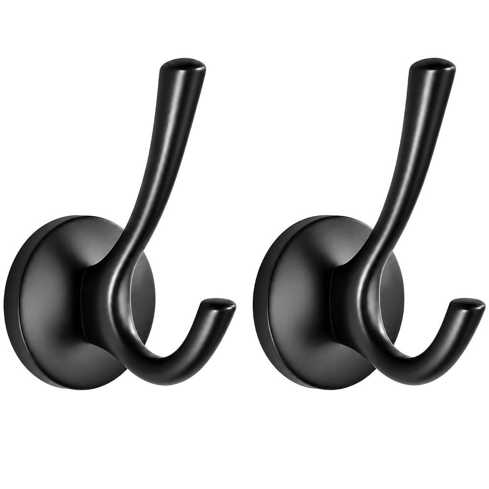2-Piece Wall Mount Solid Zinc Alloy Double Bathrobe Hook Set in Black Brushed Finish, Hidden Screw Design price history on PriceWatchPro