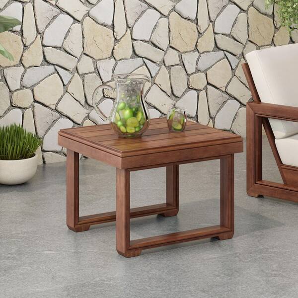 Mocha 20 in. Square Acacia Wood All-Weather Outdoor Side Table