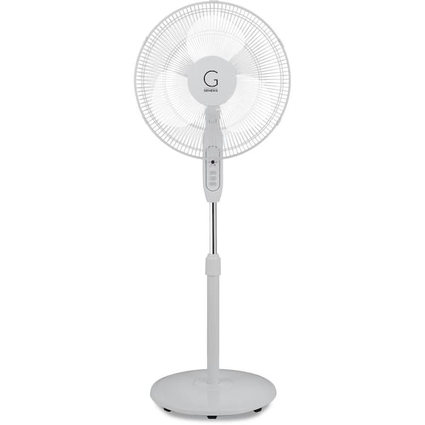 GENESIS Adjustable Height Oscillating Max Cool Stand Fan with Electronic Controls and Remote, White