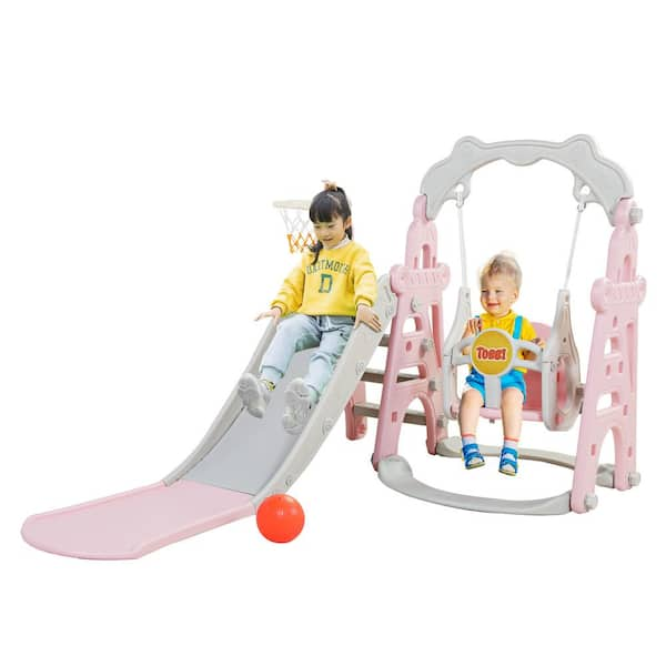 swing and slide set pink