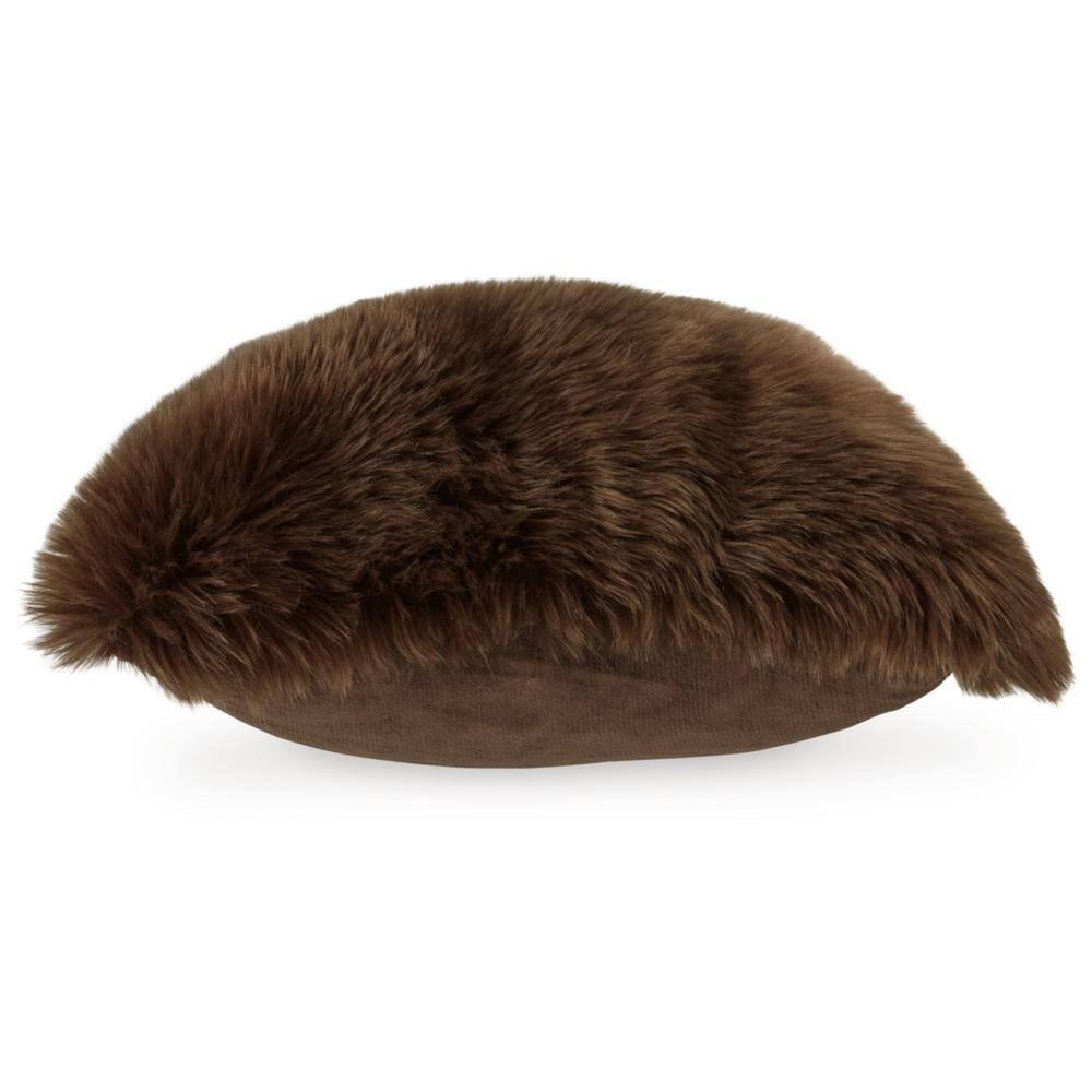 Dark Brown Faux Fur 20x20 Square Throw Pillow