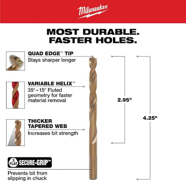 Milwaukee 9/32 in. Cobalt Red Helix Drill Bit 48-89-2315 - The