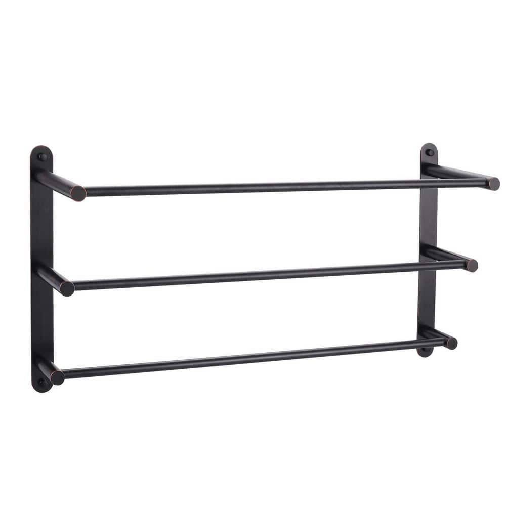 24 in. 3-Tier Wall Mounted Stainless Steel Towel Rack with Mounting Hardware in Oil Rubbed Bronze price history on PriceWatchPro