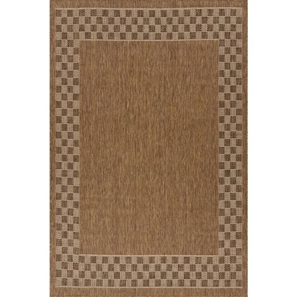 Larelle Checkered Brown 7 ft. x 9 ft. Outdoor Area Rug