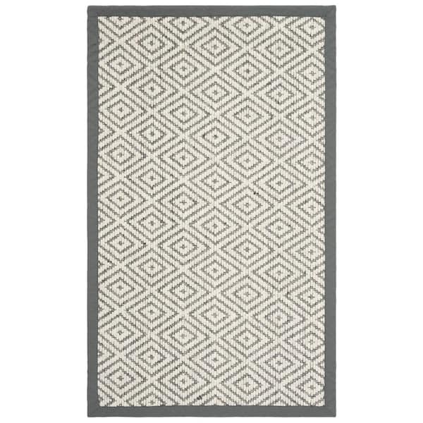 Palm Beach 3 ft. x 5 ft. Gray/Dark Gray Diamond Border Area Rug