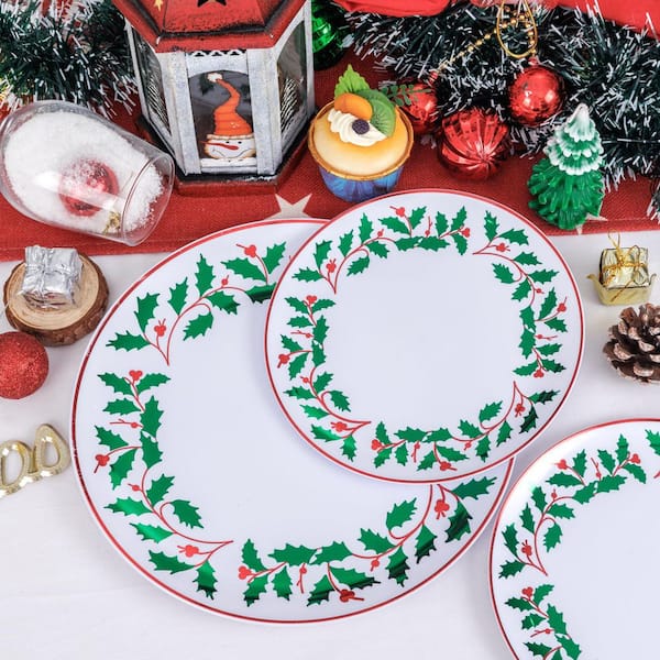 Numhew Christmas 150-Piece Disposable Style Red Green Plastic