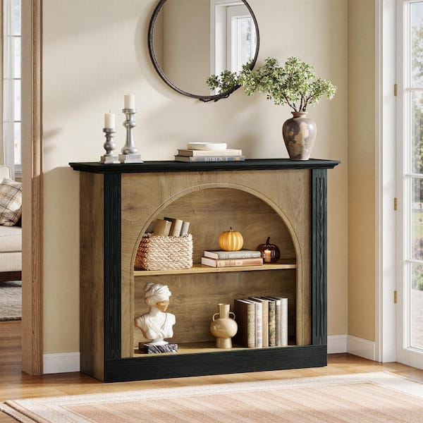 Benjamin 43.3-Inch Rustic Brown Rectangle Wood Behind Sofa Hallway Storage Console Table Home Entrance Foyer Modern