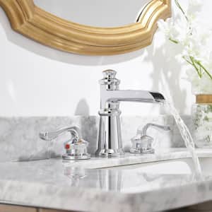 8 in. Widespread Double Handle Bathroom Faucet with Pop-Up Drain Assembly in Spot Resist Chrome