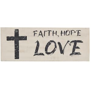 5.5 in. Light Tan Faith Hope Love Wooden Sign