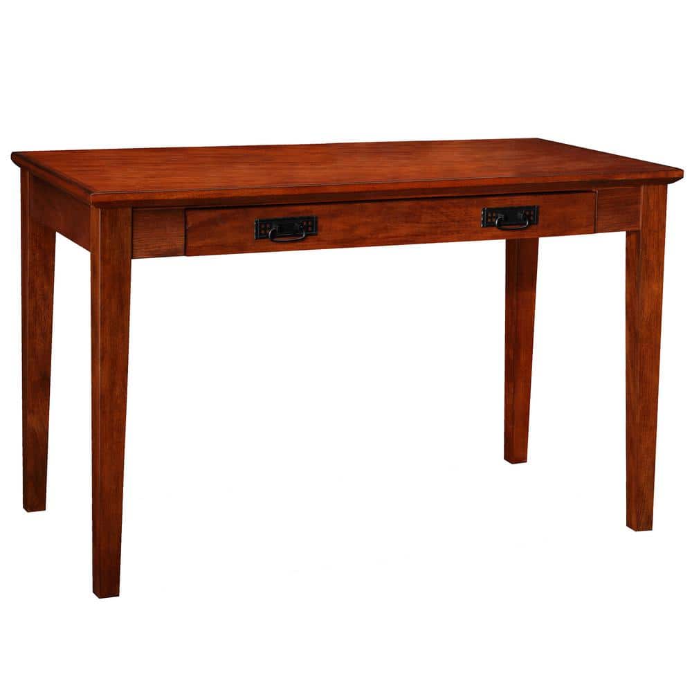 Compact Mission Oak Desk with Drop Front Keyboard Tray and Drawer