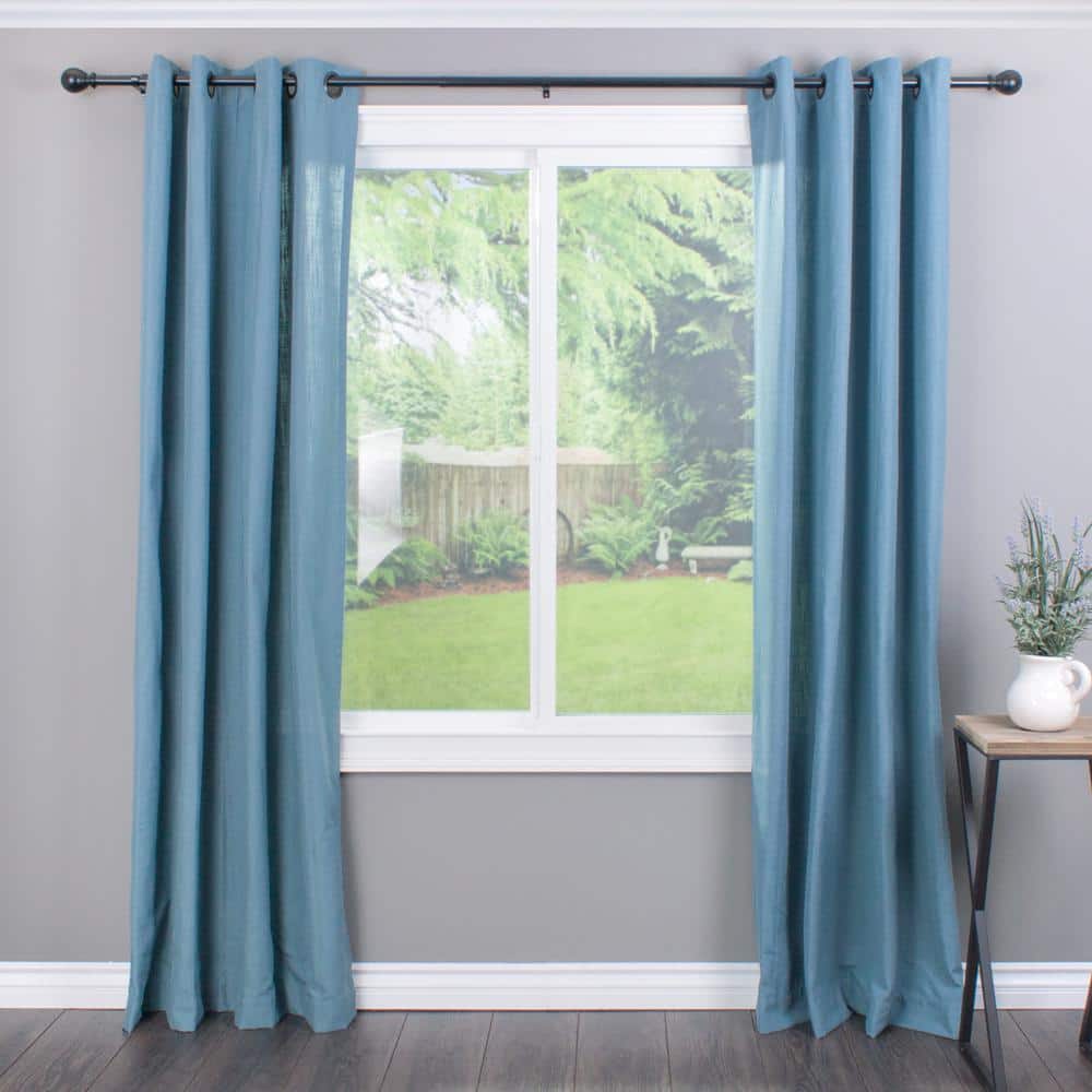 Black Metal Telescoping Curtain Rod with Ball Finials