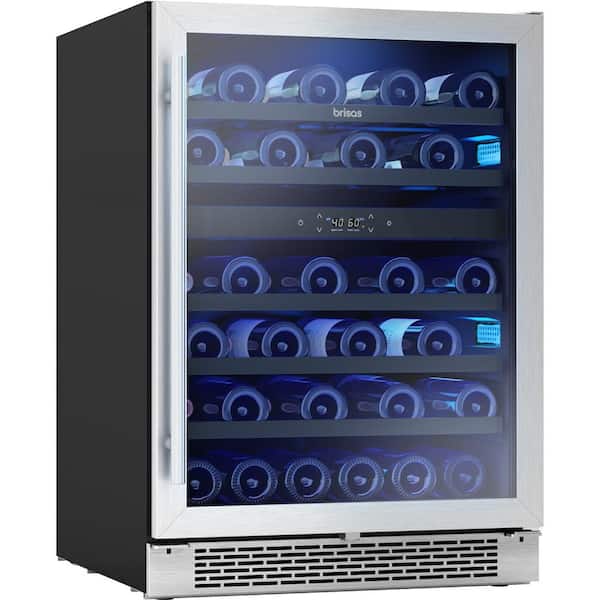 Brisas 24 in. 46-Bottle Dual-Zone Under Counter Wine Cooler in Stainless and Glass